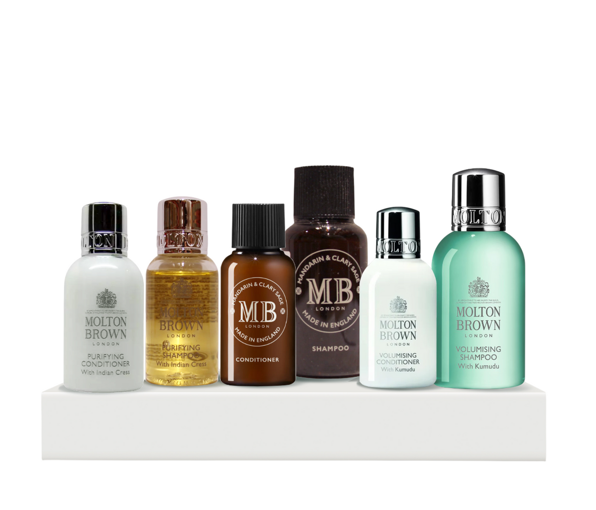 Hair Therapy Discovery Set Molton Brown: Indian Cress, Haarshampoo, zur Reinigung, 30 ml + Indian Cress, Haarspülung, zur Reinigung, 30 ml + Mandarin & Clary Sage, Haarspülung, zur Reparatur, 30 ml + Molton Brown, Kumudu, Haarshampoo, für Volumen, 30 ml