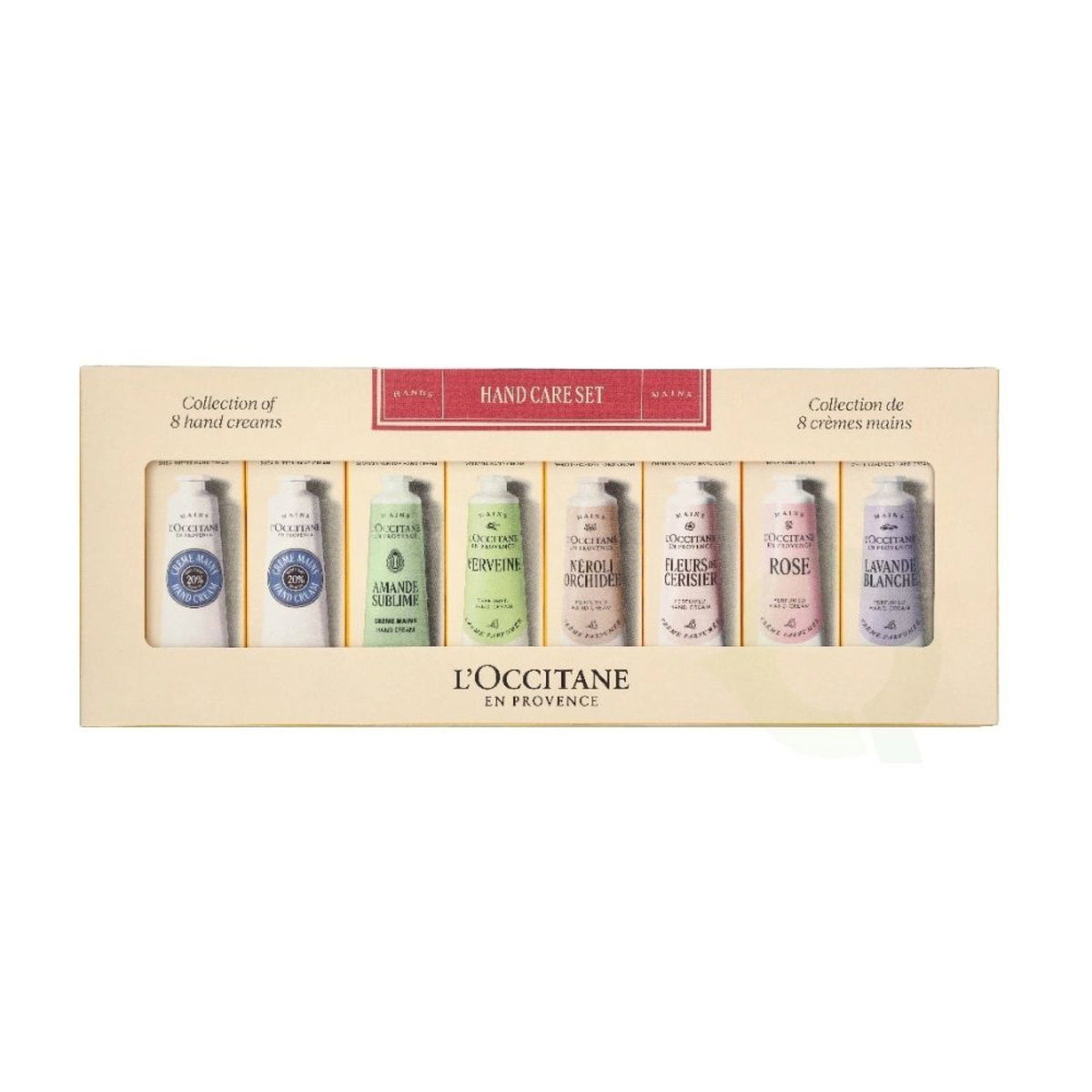 Set L'Occitane en Provence: Shea Butter, Hydrating, Hand Cream, 2 pcs, 30 ml + Neroli & Orchidee, Hydrating, Hand Cream, 30 ml + Rose, Hydrating, Hand Cream, 30 ml + Fleurs De Cerisier, Hydrating, Hand Cream, 30 ml + Amande Sublime, Hydrating, Hand Cream,