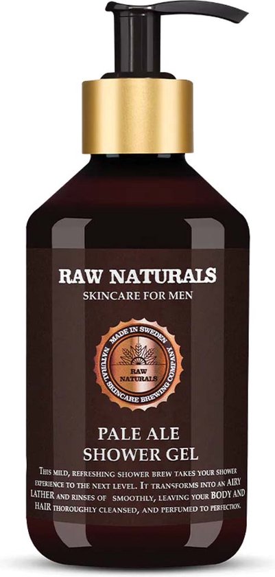 Raw Naturals, Pale Ale, 100% vegan, Refreshing and masculine, Cleansing, Shower Gel, Body and Hair, All Skin Types, 300 ml