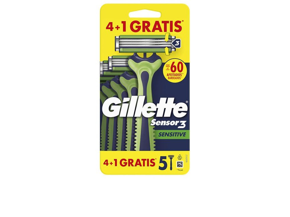Gillette Sensor3 Sensitive Cuchilla Afeitar Desechable 5 U