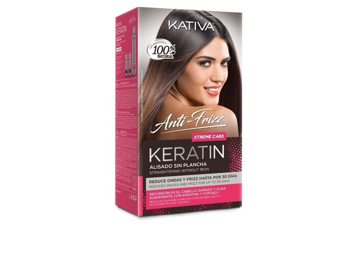 Haarstijlbehandeling Keratin Anti-frizz Xtrem Care Kativa (3 pcs) Beschadigd haar