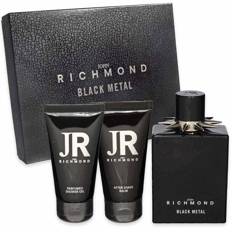 Set John Richmond: Black Metal, Natural, Cleansing, Shower Gel, 50 ml + Black Metal, Body Lotion, 50 ml + Black Metal, Eau De Parfum, For Men, 100 ml