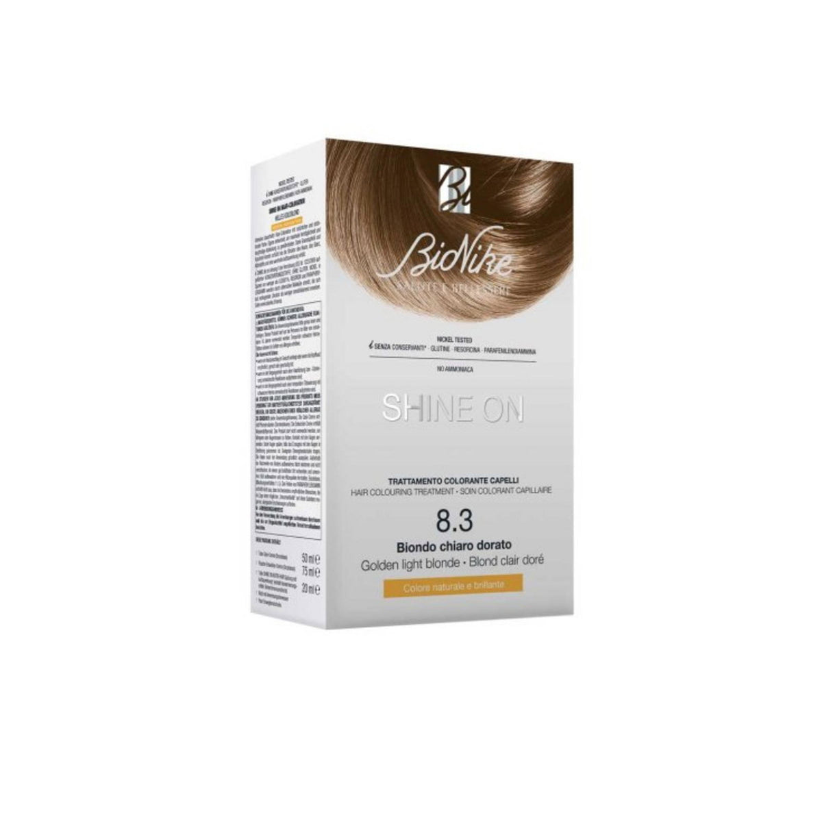 BioNike, Shine On, Dauerhafte Haarfarbe, 8.3 Hellgoldblond, 145 ml