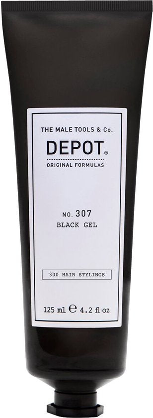 Depot, 300 Hair Stylings No. 307 Black, Botanical Complex, Hair Styling Gel, Temporary Coverage & Volume, Medium Hold, 125 ml