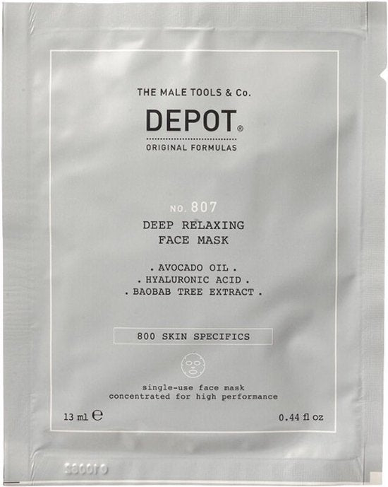 Set, Depot, 800 Skin Specifics No. 807, Hyaluronic Acid, Soothing/Hydrating & Nourishing, Sheet Mask, For Face, Day, 12 pcs, 13 ml