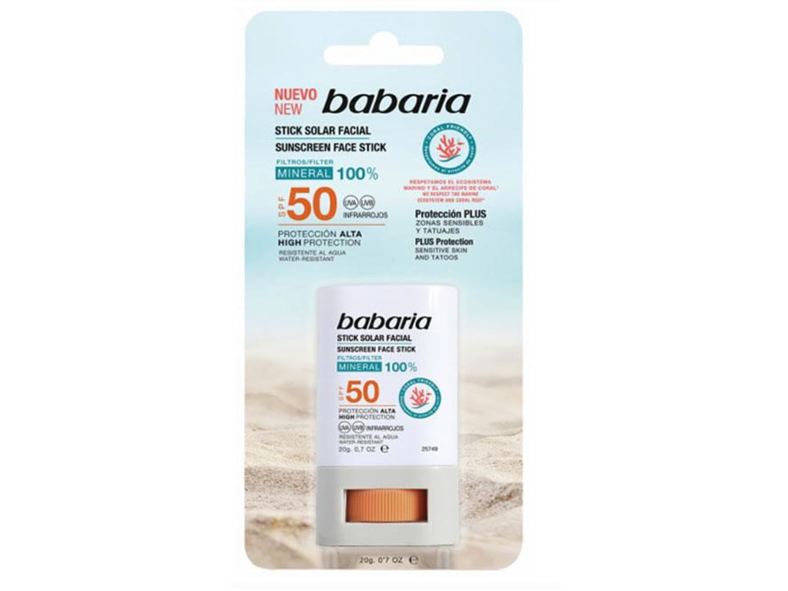 Gezichtszonnecrème Babaria Solar Stick Facial Spf 50 20 g