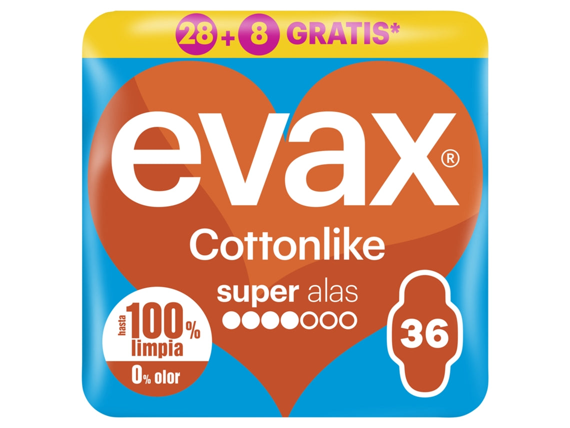 Evax Cottonlike Compresas Super Alas 36 U