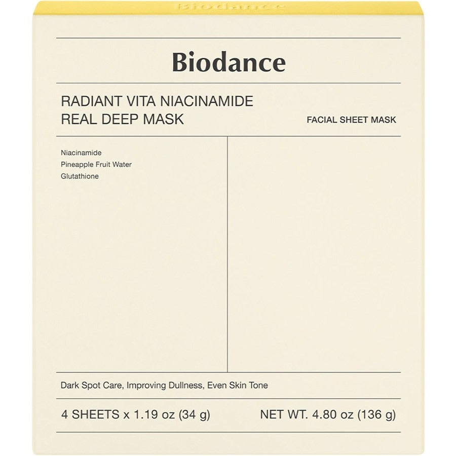 Biodance, Radiant Vita Niacinamide Real Deep Mask - face mask ( 4 pcs )
