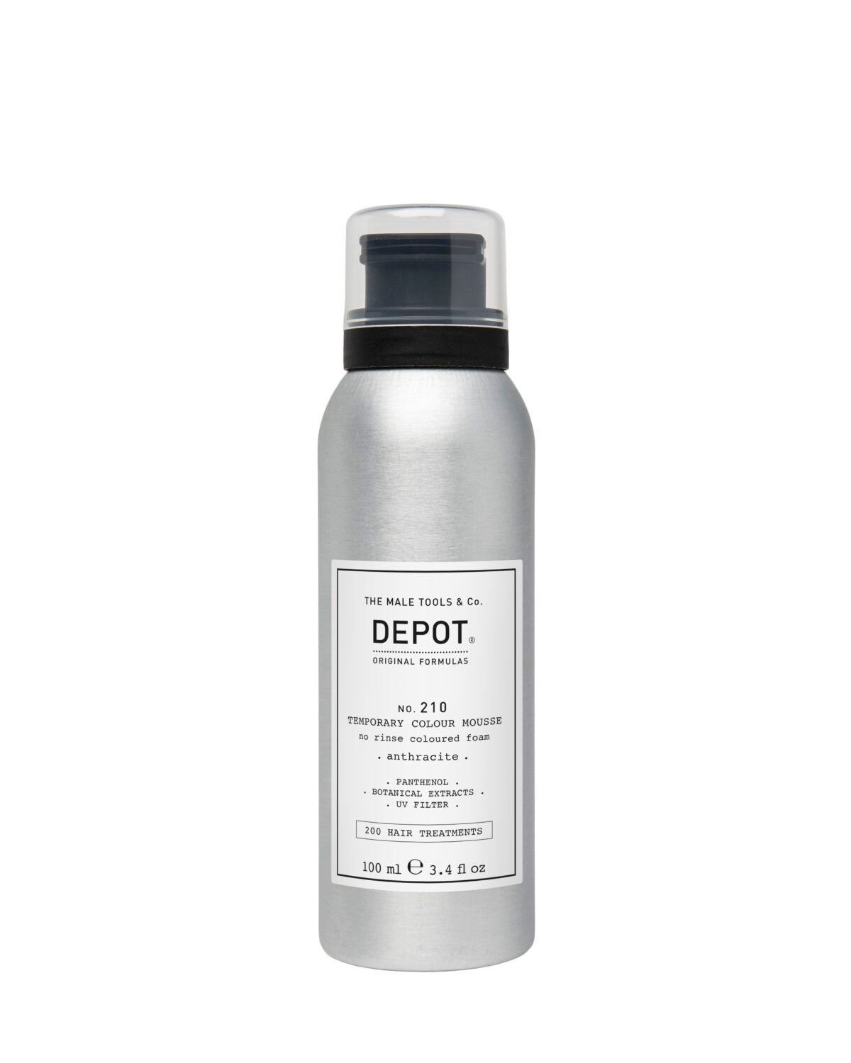 Depot, 200 Hair Treatments No. 210, Panthenol, Hair Colour Leave-In Mousse, Anthracite, 100 ml