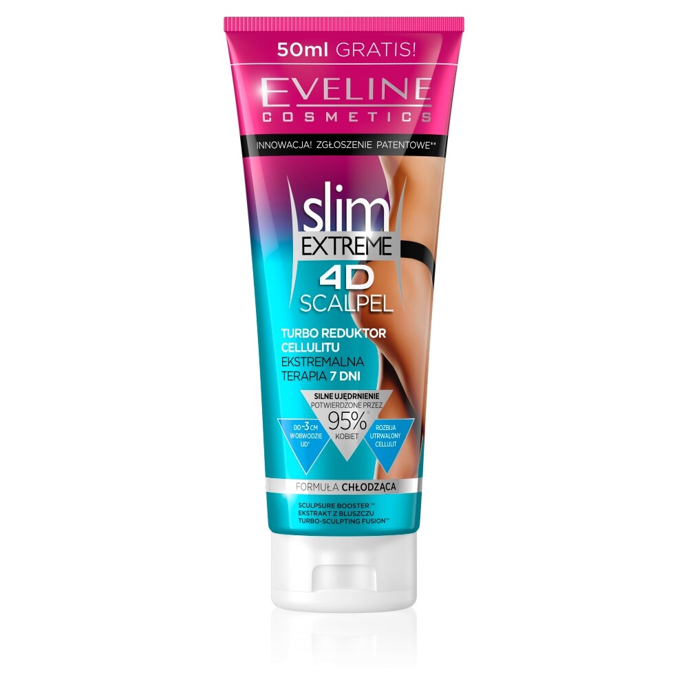 Eveline Cosmetics, Slim Extreme 4D, Schlankheitscreme, Körpercreme, Oberschenkel, 250 ml
