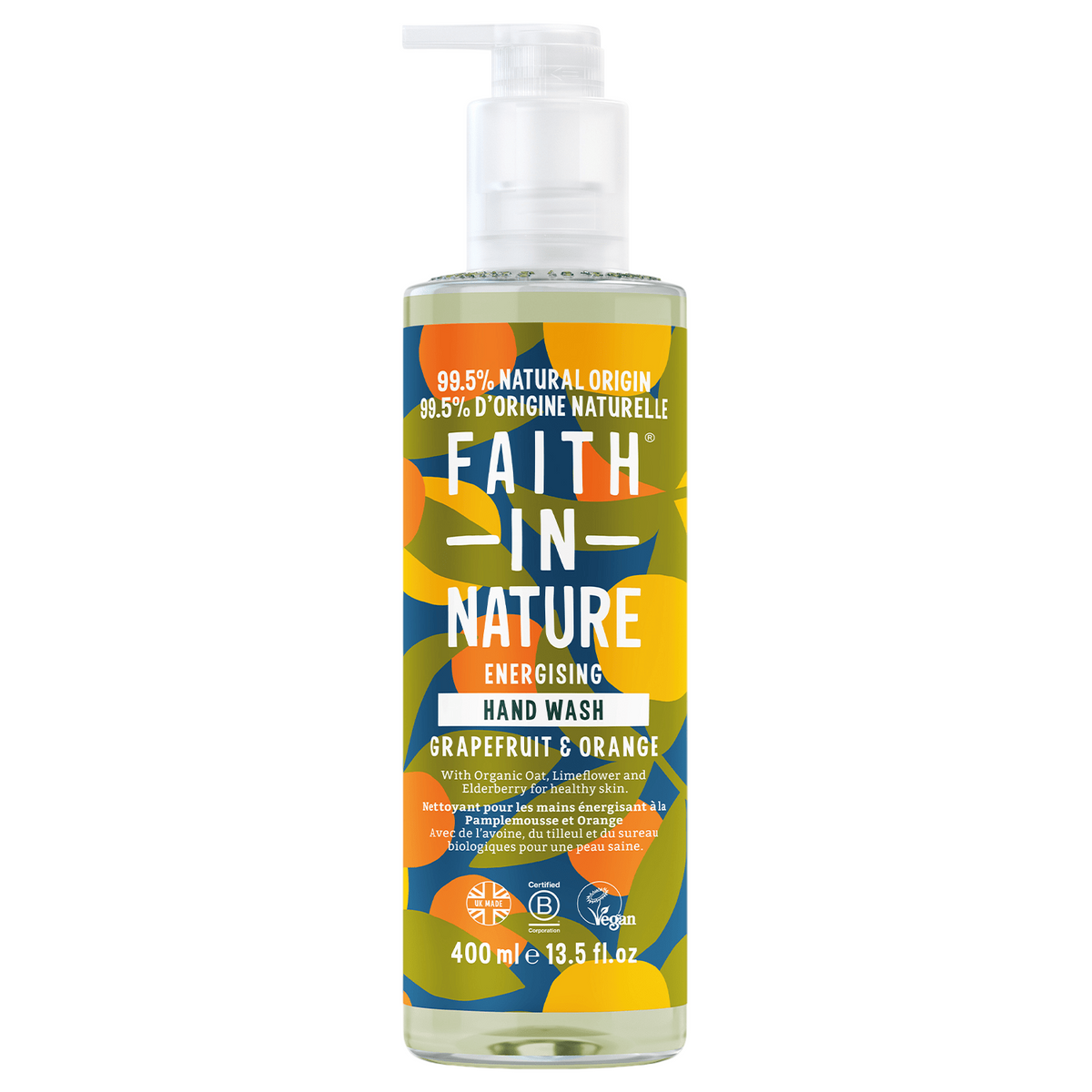 Faith In Nature, Grapefruit & Orange, 99% natürliche Inhaltsstoffe, reinigend, Flüssigseife, für die Hände, 400 ml