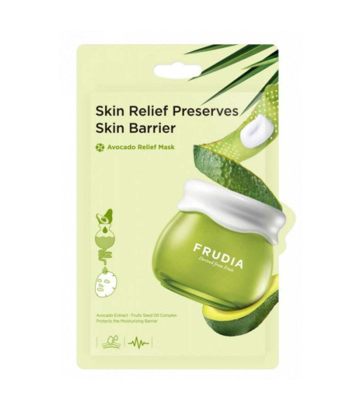 Frudia, Delivered From Fruit, Avocado, Stress Relief, Tuchmaske, für das Gesicht, 20 ml