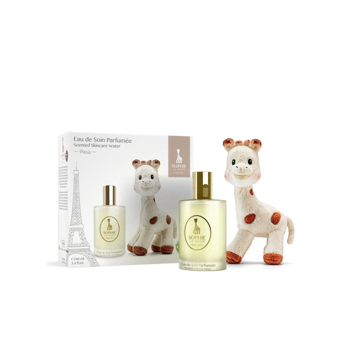 Sophie la Girafe Geschenkset: Paris, Eau de Parfum, für Mädchen, 100 ml + Sophie la Girafe Sammlerplüschtier