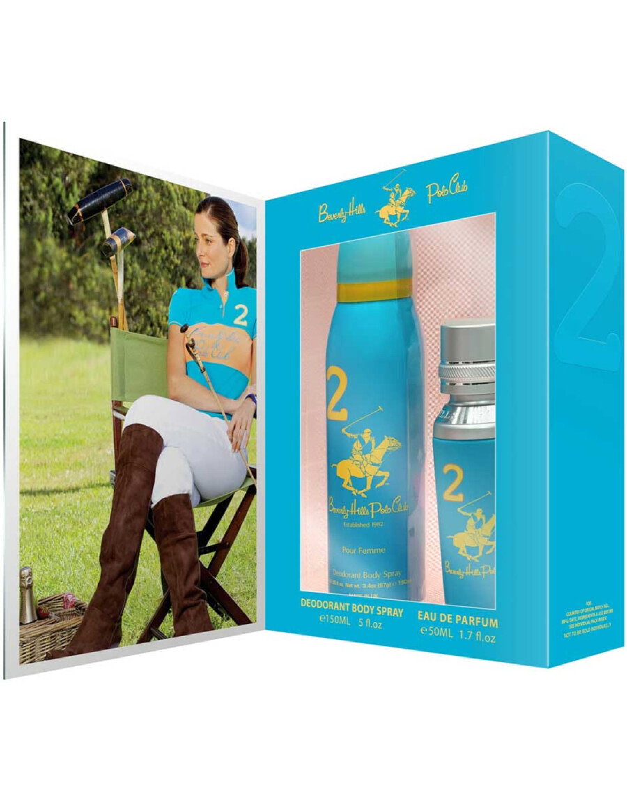 Geschenkset Beverly Hills Polo Club: 1982 - Sport 2, Eau de Parfum, für Damen, 50 ml + 1982 - Sport 2, Antitranspirant, Deospray, für Damen, 150 ml