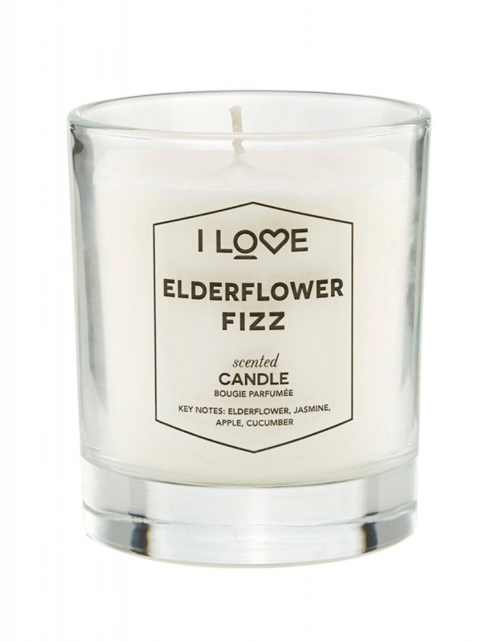 I Love, Holunderblüten-Fizz, Himbeere, Duftkerze, 160 g