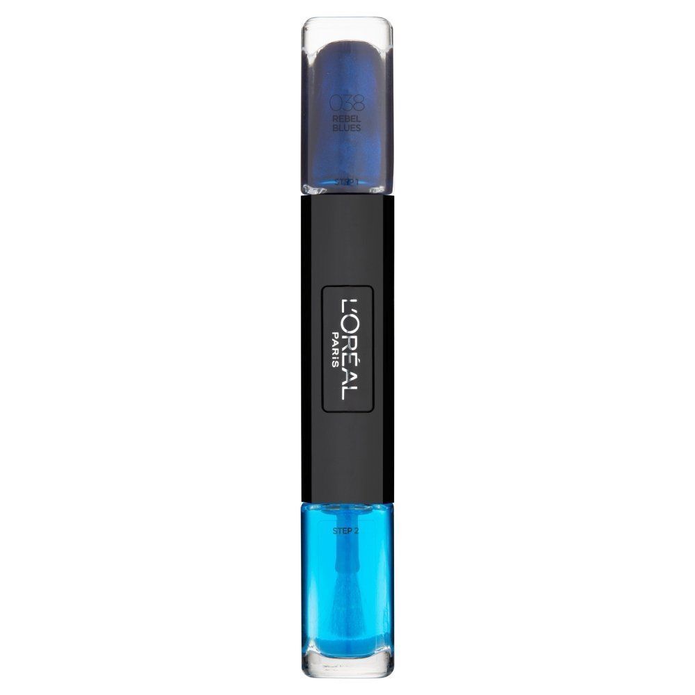 L'Oreal Paris, Infallible, Nagellack 2-in-1, 038, Rebel Blues, 2 x, 5 ml