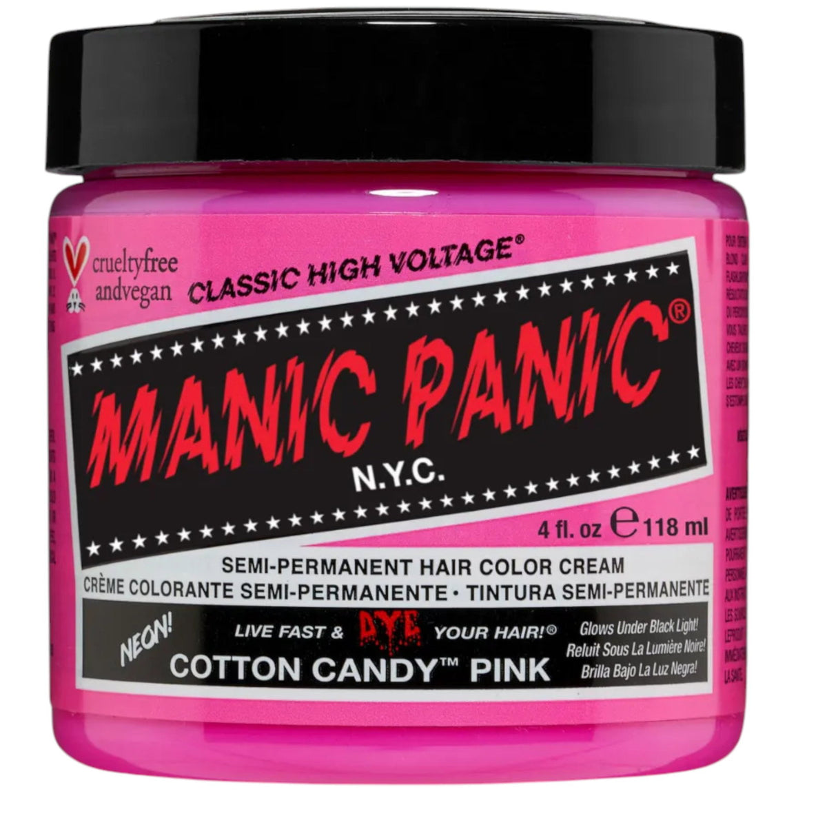 Manic Panic, Classic High Voltage Cotton Candy Pink, Semi-Permanent Hair Dye, 118 ml