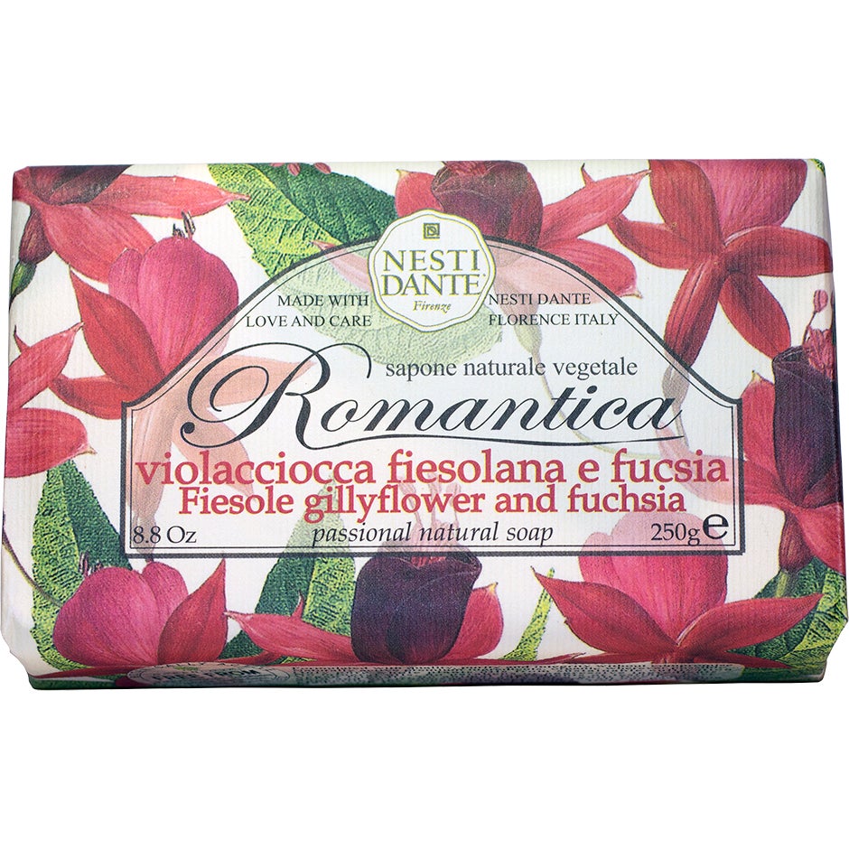 Nesti Dante, Romantica, Levkoje & Fuchsie, beruhigend, Seifenstück, 250 g