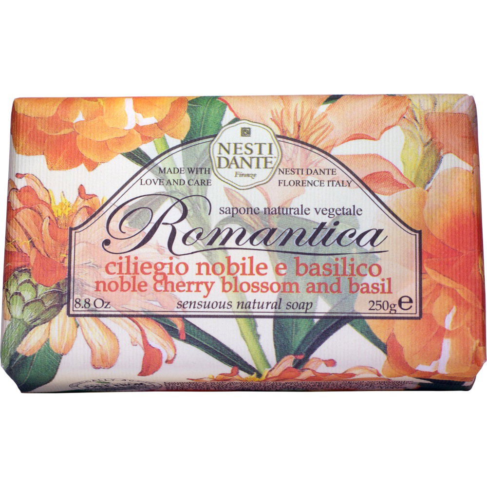 Nesti Dante, Romantica, Natürliche Inhaltsstoffe, Reinigend & Pflegend, Kirschblüte & Basilikum, Duftseife, Körper, 250 g
