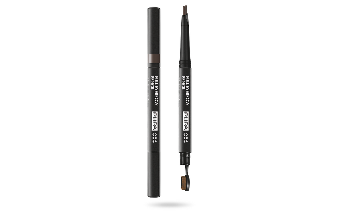 Pupa, Full, Ohne Parabene, Definer, Doppelseitiger Augenbrauenstift mit Creme-Textur & Pinsel 2-in-1, 004, Extra Dunkel, 0,2 g