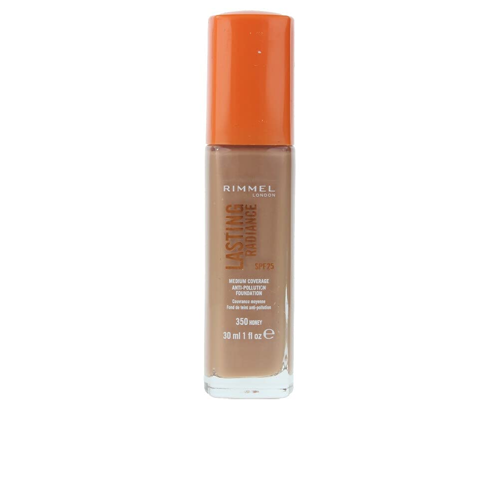 Rimmel London, Lasting Radiance, Natural Medium Coverage, Liquid Foundation, 350, Honey, SPF 25, 30 ml