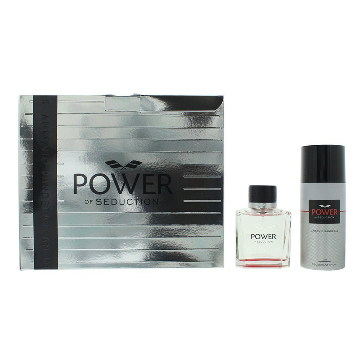 Set Antonio Banderas: Power Of Seduction, Eau de Toilette, für Herren, 100 ml + Power Of Seduction, 24h Schutz, Deodorant-Spray, für Herren, 150 ml