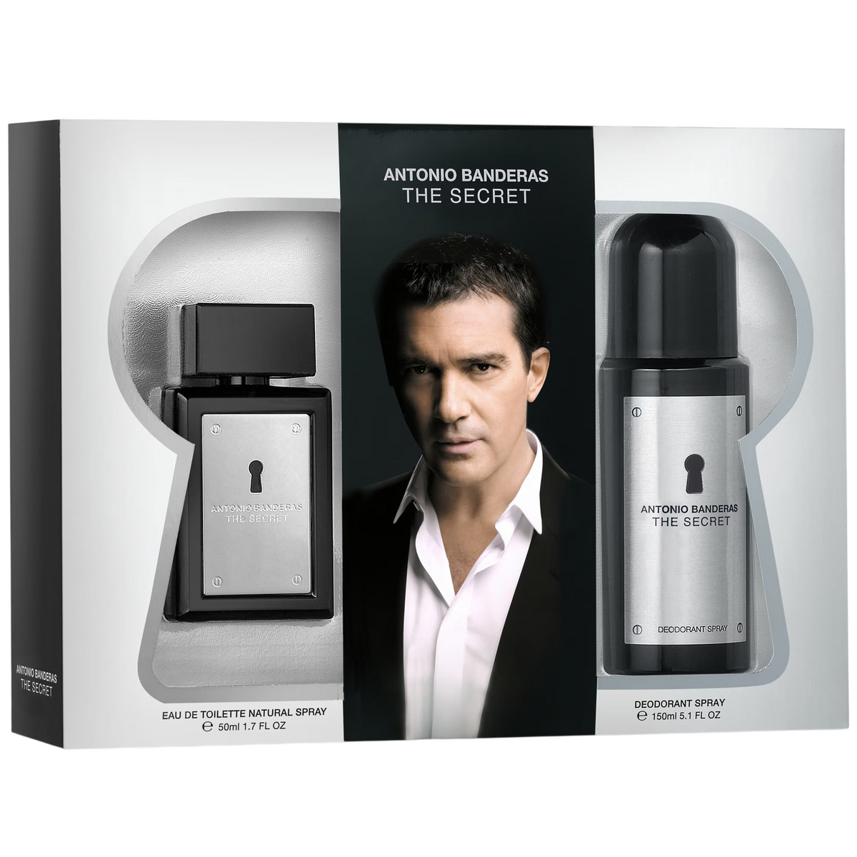 Antonio Banderas Set: The Secret, Eau de Toilette, für Herren, 50 ml + The Secret, Anti-Perspirant, Deodorant-Spray, für Herren, 150 ml