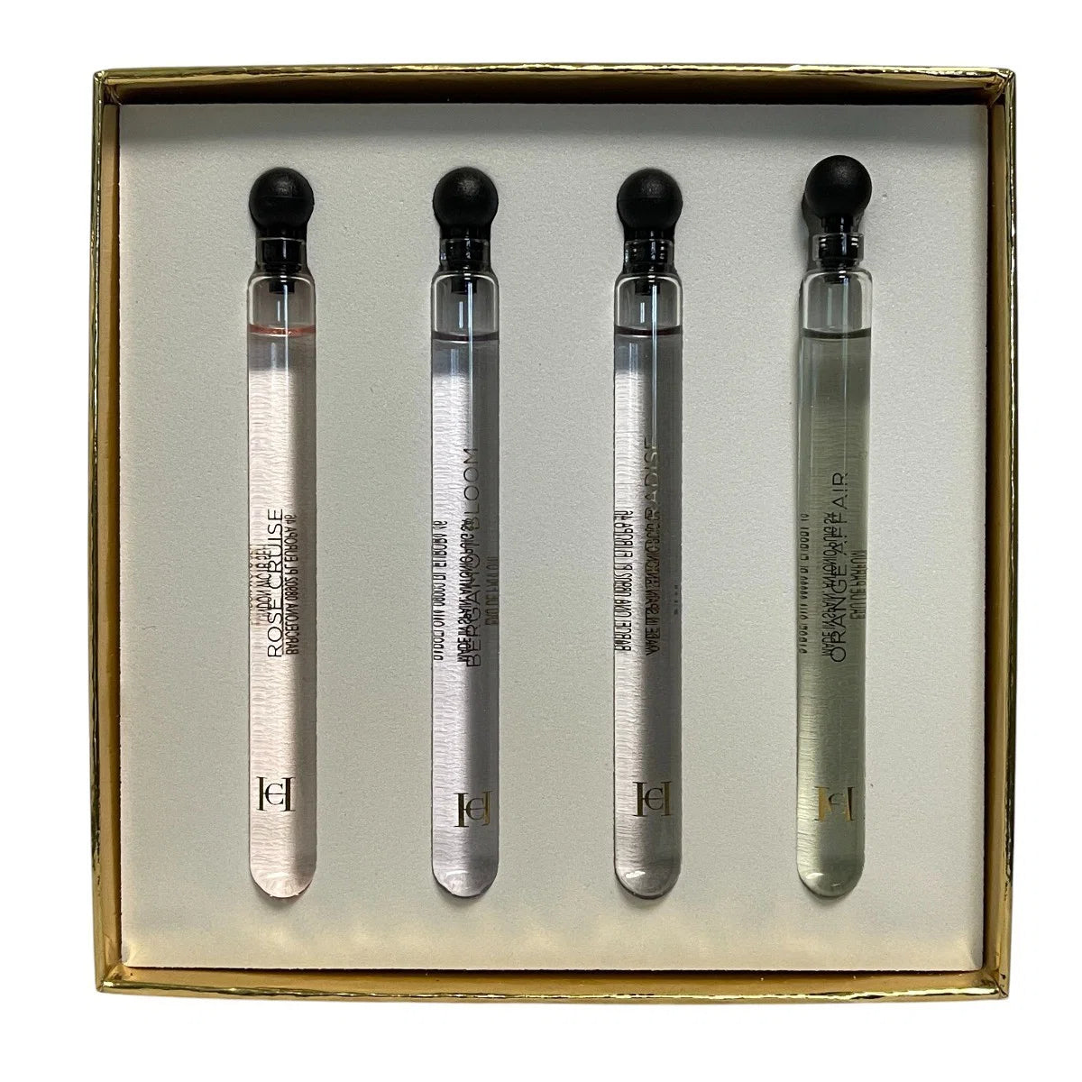 Set Carolina Herrera: Orange Affair, Eau De Parfum, For Women, 4 ml + Bergamot Bloom, Eau De Parfum, For Women, 4 ml + Vetiver Paradise, Eau De Parfum, For Women, 4 ml + Rose Cruise, Eau De Parfum, For Women, 4 ml