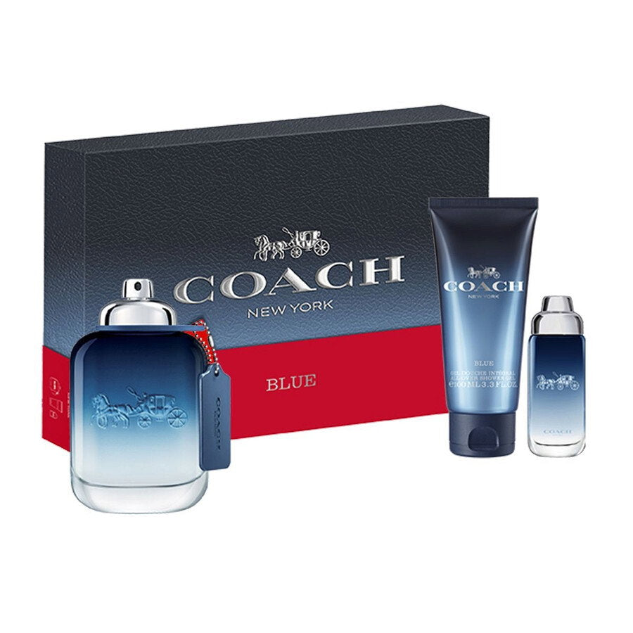 Set Coach: Blue, Eau de Toilette, für Herren, 100 ml + Blue, Eau de Toilette, für Herren, 15 ml + Blue, Duschgel, Bart & Haar, 100 ml