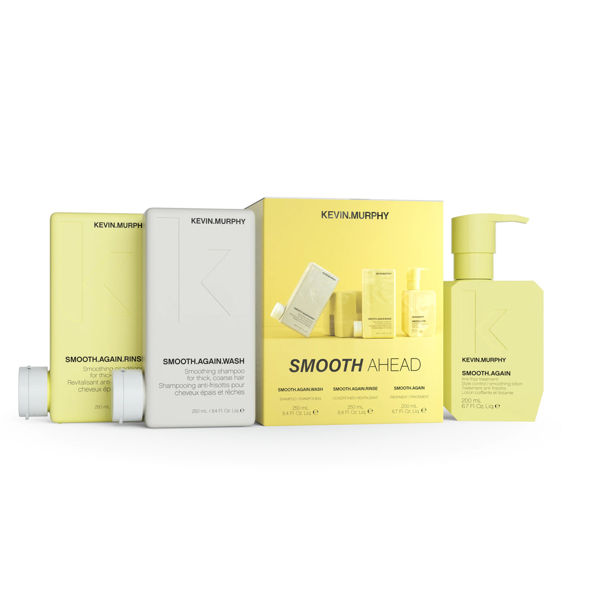Set Kevin Murphy: Smooth Again Wash, Haarshampoo, zur Glättung, 250 ml + Smooth Again Rinse, Haarspülung, zur Glättung, 250 ml + Smooth Again, Leave-in-Conditioner, Anti-Frizz, 200 ml