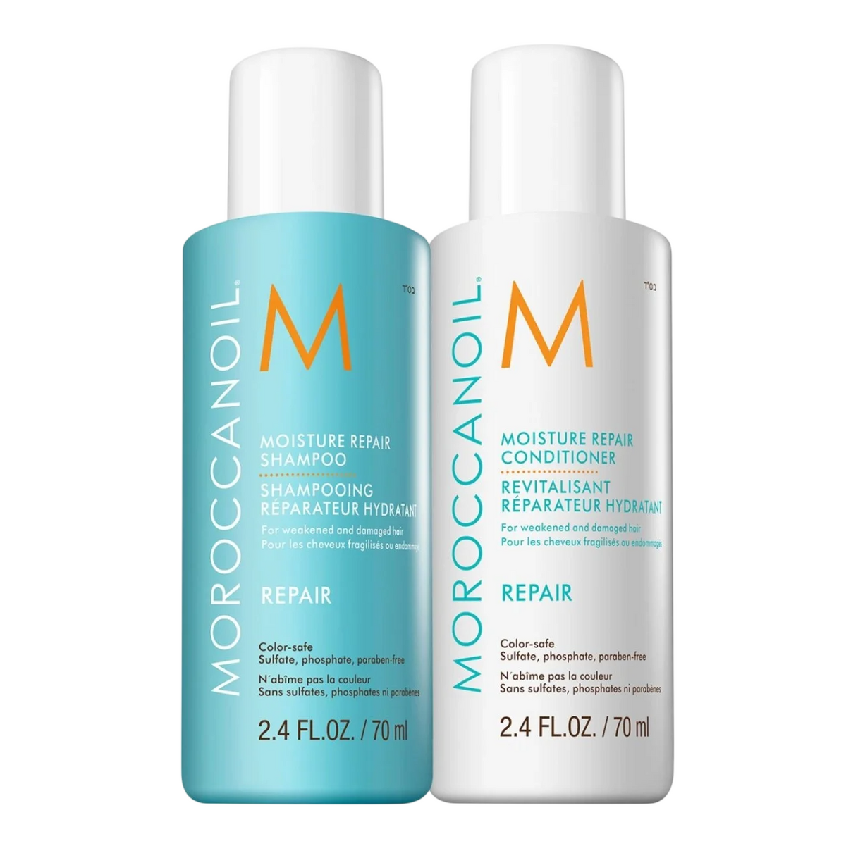 Moroccanoil Set: Repair, parabenfrei, Haarshampoo, feuchtigkeitsspendend, 70 ml + Repair, parabenfrei, Haarspülung, feuchtigkeitsspendend, 70 ml