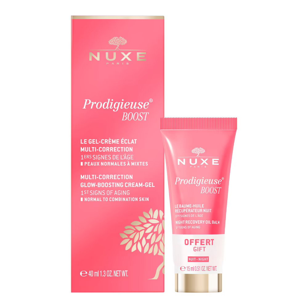 Set Nuxe: Creme Prodigieuse Boost, Recovery, Night, Balm, For Face, 15 ml + Prodigieuse Boost, Multi-Correction, Gel Cream, For Face, 40 ml