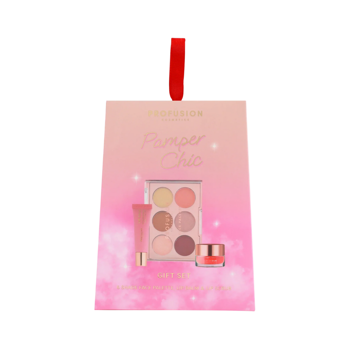 Set Profusion Cosmetics: Nudes, Lidschatten-Palette, 6 Farbtöne, 9 g + Erdbeere, feuchtigkeitsspendender Lippenbalsam, 12 ml + Erdbeere, Lippenpeeling, 15 g