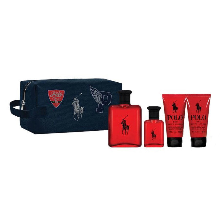 Ralph Lauren Set: Polo Red, Eau de Toilette, für Herren, 125 ml + Polo Red, Eau de Toilette, für Herren, 40 ml + Polo Red, feuchtigkeitsspendender After-Shave-Balsam, 50 ml + Polo Red, Duschgel & Shampoo 2-in-1, 50 ml