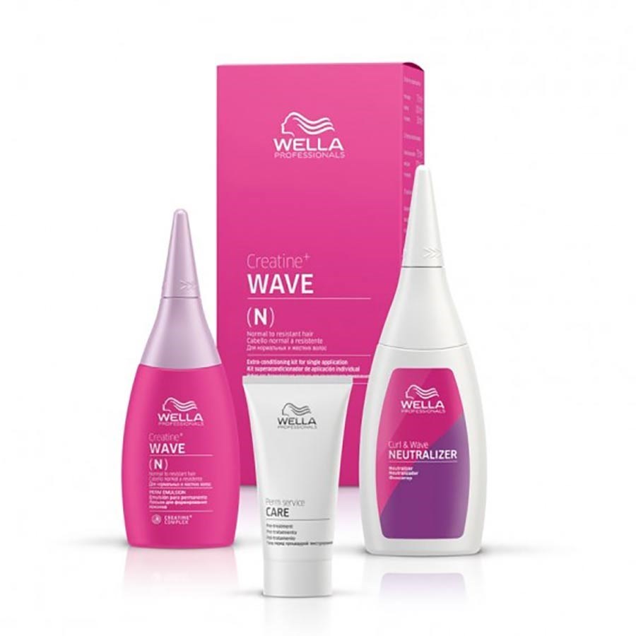 Wave (N) Set Wella Professionals: Perm Service Care, Hair Lotion Treatment, Post-treatment, 30 ml + Curl & Wave, Hair Perm Neutralizer, Perm Hair, For Normal To Resistant Hair, 100 ml + Creatine+ Wave (N), Hair Perm Lotion, Waves, For Normal To Resistant