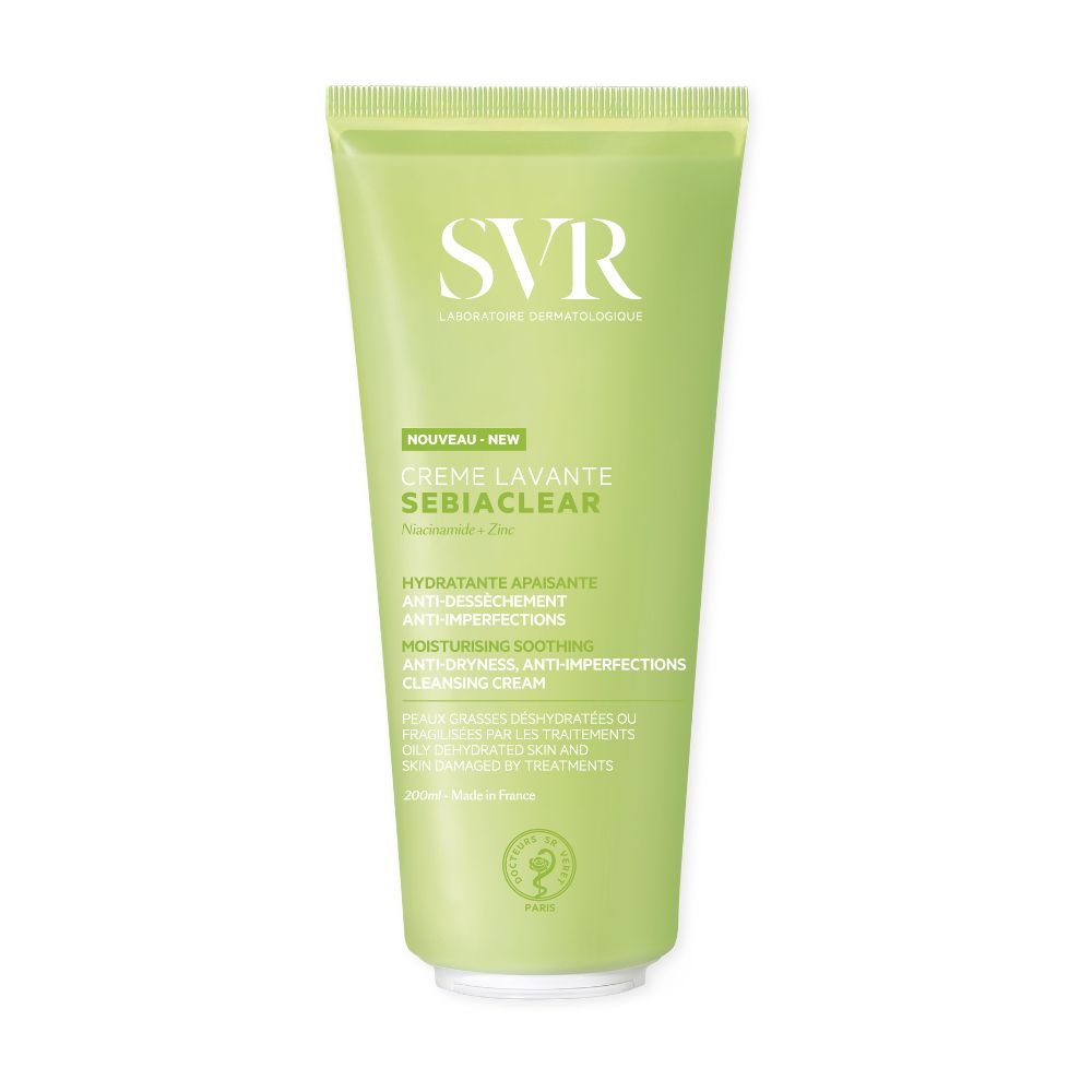 SVR, Sebiaclear, Feuchtigkeitsspendende Reinigungscreme, 200 ml
