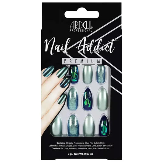 Ardell Nail Addict grüne Glitzer-Chrom-Kunstnägel