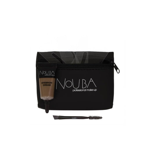 10 Set Nouba: Nouba, Augenbrauenpinsel + Nouba, Augenbrauengel, 7 ml + Kosmetiktäschchen aus Stoff, Schwarz