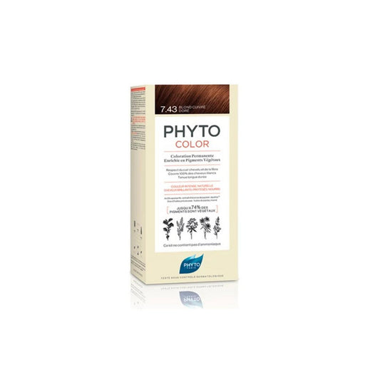 Phyto, Color Kit Coloration, Permanent Hair Dye, 7.43 Copper, 50 ml