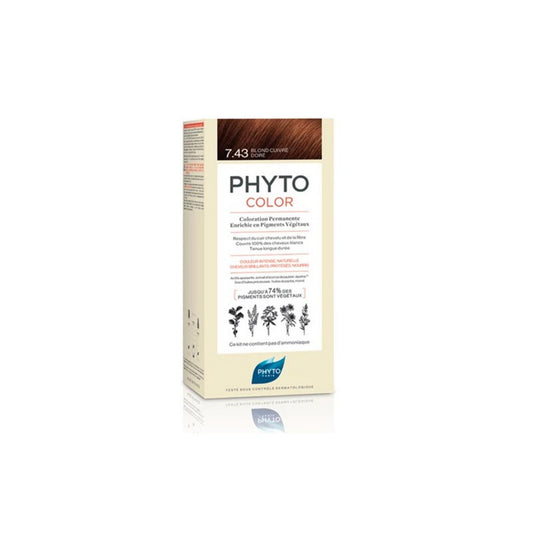 Phyto, Color Kit Coloration, Permanent Hair Dye, 7.43 Copper, 50 ml