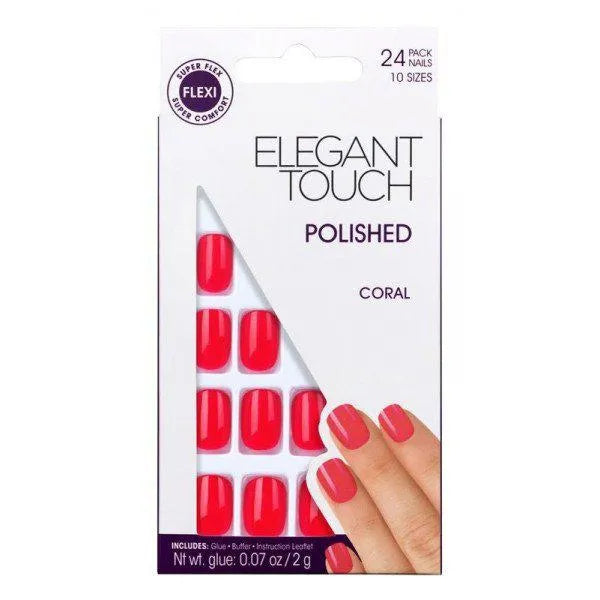 Elegant Touch Core Colour Nails With Glue Short Stiletto Blush Suede 24 U