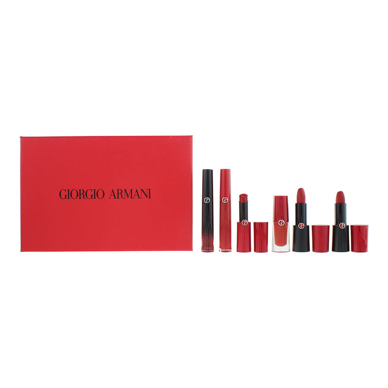 Set Giorgio Armani: Rouge d'Armani, Matte, Cream Lipstick, 400, Four Hundred, 4 g + Lip Maestro, Lip Stain, Liquid Lipstick, 400, 6.5 ml + Lip Magnet, Liquid Lipstick, 400, 3.9 ml + Ecstasy Lacquer , Shining, Lip Gloss, 400, 3 ml + Rouge d'Armani, Cream L