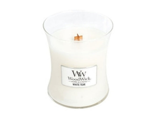 WoodWick Geurkaars Mini White Teak 85 gr