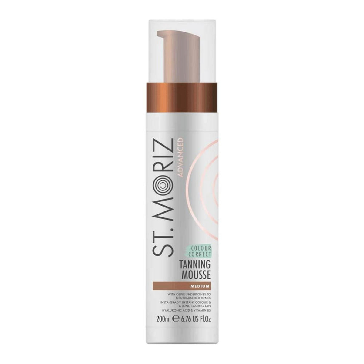 St. Moriz, Farbkorrigierende Bräunung, Feuchtigkeitspflege, Selbstbräunungsmousse, für das Gesicht, 200 ml