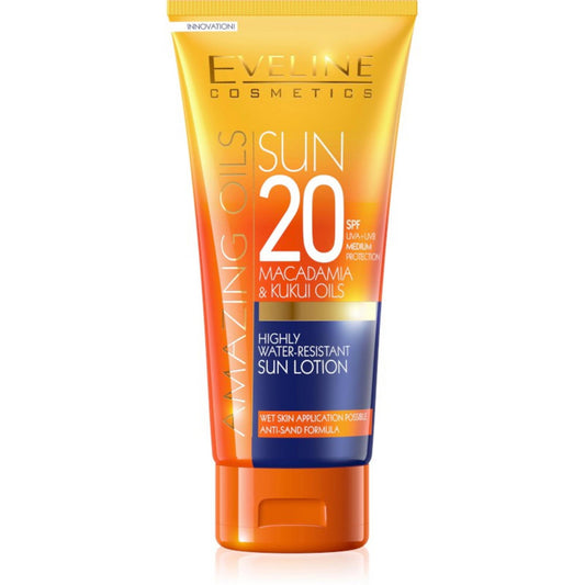 Eveline Cosmetics, Huiles Extraordinaires, Huile de Macadamia, Nourrissante, Lait Solaire, SPF20, 200 ml
