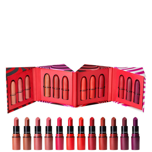 Hypnotizing Holiday Set MAC: Mini, Satin Finish, Cream Lipstick, Mocha, 1.8 g + Mini, Matte, Cream Lipstick, Taupe, 1.8 g + Mini, Matte, Cream Lipstick, Mehr, 1.8 g + Mini, Amplified, Cream Lipstick, Brick-O-La, 1.8 g + Mini, Retro Matte, Cream Lipstick,