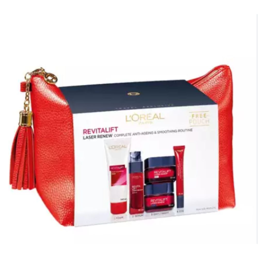 Set L'Oreal Paris: Revitalift Laser Renew, Cleansing, Cleansing Foam, 100 ml + Revitalift Laser Renew, Anti-Wrinkle, Eye Cream, 15 g + Revitalift Laser Renew, Serum, For Face, 30 ml + Revitalift Laser Renew, Hyaluronic Acid, Anti-Wrinkle, Night, Cream, Fo