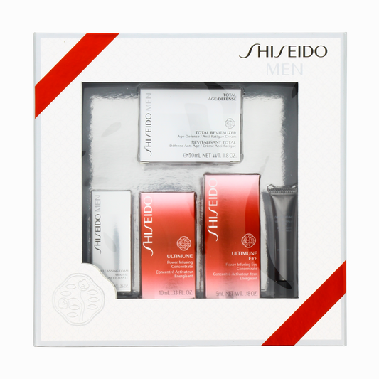 Gift Box Set Shiseido: Men, Cleansing, Cleansing Foam, 7 ml + Men, Anti-Ageing, Day & Night, Cream, For Face, 50 ml + Ultimune, Antioxidants, Hydrating & Repairing, Day & Night, Serum, For Face & Neck, 10 ml + Ultimune Eye, Anti-Dark Circles, Day & Night,
