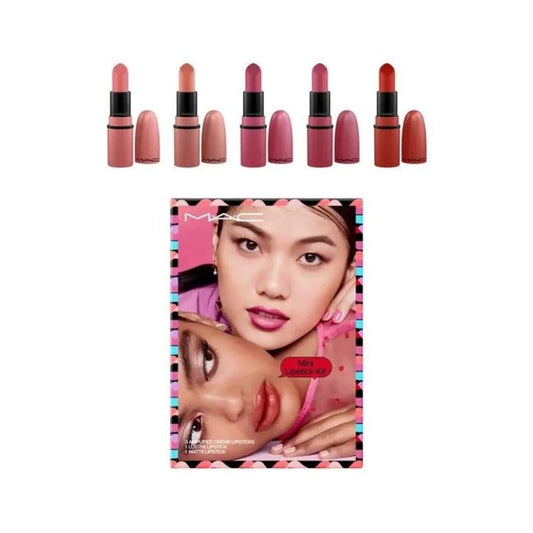Mini Lipstick Kit Set MAC: Amplified, Matte, Cream Lipstick, You Can't Chili With Us, 1.8 g *Miniature + Amplified, Matte, Cream Lipstick, Double Date, 1.8 g *Miniature + Amplified, Matte, Cream Lipstick, Velvet Teddy, 1.8 g *Miniature + Amplified, Matte,