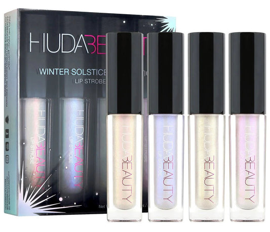Winter Solstice Collection Set Huda Beauty: Lip Strobe, Liquid Lipstick, Hypnotic, 2 ml *Miniature + Lip Strobe, Liquid Lipstick, Charmes, 2 ml *Miniature + Lip Strobe, Liquid Lipstick, Starcrossed, 2 ml *Miniature + Lip Strobe, Liquid Lipstick, Bewitched